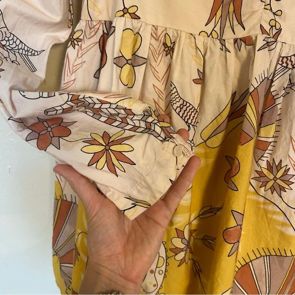 Anthropologie Let Us Be Poplin Whimsical Puff Sleeve Babydoll Blouse with Ruffle - Picture 11 of 13